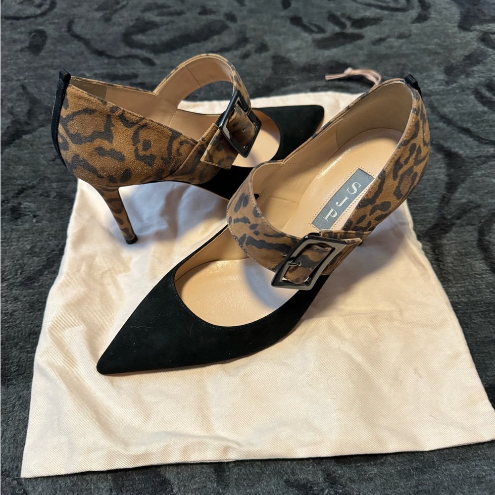 SJP Sample Black Suede/ Leopard